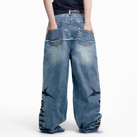 Pantalon en jean YSJY Streetwear personnalisé Y2K à franges, coupe ample, délavé, déchiré, élégant et décontracté pour homme