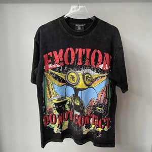 T-shirt graphique vintage délavé à l'acide pour homme, motif streetwear épais - Product Image 3