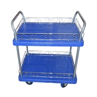 Chariot chariot à plateforme à double étage, renforcé en plastique, offre spéciale