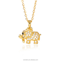 Vàng Cubic Zirconia Voi 18K Mặt Dây Chuyền Động Vật Brass Necklace Cho Phụ Nữ Liên Kết Chuỗi Phụ Kiện Thép Không Gỉ