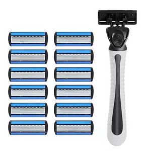 Men's Manual <b>Razor</b> 6 Blade Stainless Steel <b>Razor</b> <b>Head</b> For Face Shaving Obsidian Black - Product Image 1