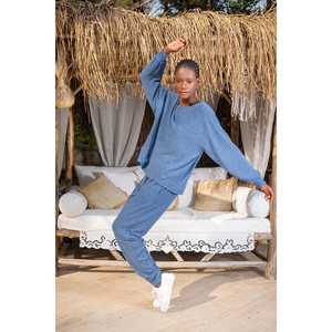 Conjunto de Pantalón y Blusa para Mujer, Talla XXL, Cuello Barco, Manga Larga, Hombros Caídos, Bolsillos con Puño, Diseño Elegante - Product Image 2