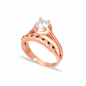 Dainty CZ Stone Engagement <b>Solitaire</b> Cluster <b>Ring</b> Black Enamel Color Wholesale Turkish Handcrafted 925 Sterling <b>Silver</b> Jewelry - Product Image 2