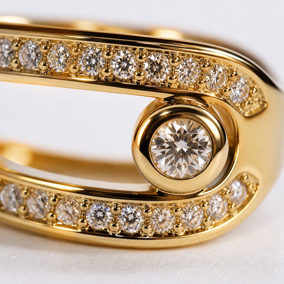 Architectural Tiered Solitaire Rings for Women Premium Solid Brass Band ...