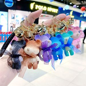 Cartoon Resin Bow Teddy Bear Keychain Cute Bear Doll <b>Key</b> <b>Chain</b> with Bells Bag Charm Pendant Car Keyring Girls Gift Bear Keychain - Product Image 2