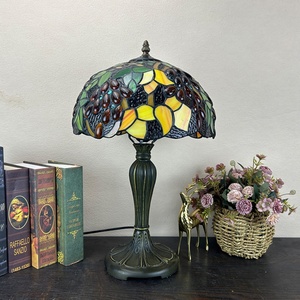 LongHuiJing European Stained Glass Grape Lampshade Mediterranean Multicolored 12-Inch Dome AC LED Adjustable Eco-Friendly - Product Image 4