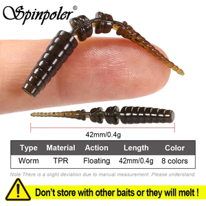 Leurre souple segmenté Spinpoler Rockfish Mini Ajing Worm pour la pêche sur glace, leurre nageur pour bar, perche et eau salée - Product Image 2
