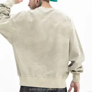 Oem Groothandel Franse Terry Hoge Kwaliteit Vintage Katoen Oversized Custom Logo Crewneck Heren Sweatshirt