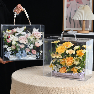 Caja de flores acrílica de alta transparencia, caja de regalo de flores hecha a mano de lujo para arte de tienda de flores, cajas de embalaje al por mayor - Product Image 6