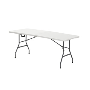 Table pliante d'extérieur 6 pieds avec structure en acier massif et plateau en plastique HDPE, style traditionnel, pour fêtes, repas, <span class=keywords><strong>location</strong></span>, mobilier pour hôpitaux - Product Image 1