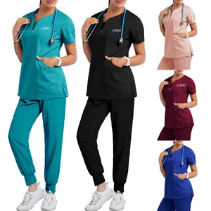 Set di uniformi per scrub infermieristici a maniche corte vestiti per il lavaggio delle mani sottili all'ingrosso uniforme da infermiera usa