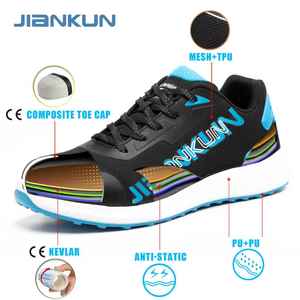 JIANKUN CE S3 SR ESD, zapatos de seguridad ligeros a la moda con punta compuesta para hombres, zapatillas de deporte suaves y cómodas antideslizantes con suela de deporte para hombre, zapatillas de deporte con suela de PU-PU - Product Image 2