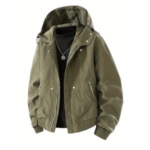 Nouvelle veste en toile à capuche pour homme avec plusieurs poches zippées, adaptée à la vente en gros par les fabricants de vestes de rue et décontractées - Product Image 2