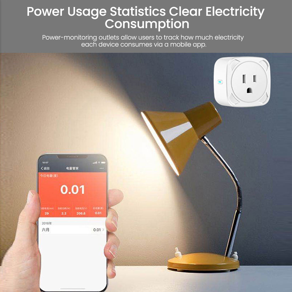 HONPNK13 Tuya WiFi Smart Socket US Standard Electricity Statistics Voice Remote Control