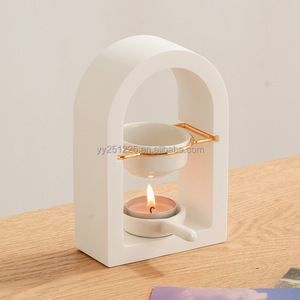 Minimalistische boogvormige wierookbrander met theelichtje |   Moderne keramische aromabrander voor thuis & studio - Herfstseizoen - Product Image 2