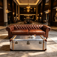 Table basse de salon sur mesure en forme de coffre vintage Spitfire, en aluminium riveté, avec tiroirs de rangement