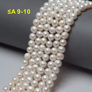 freshwater bulk pearls 9-10mm AB AB+ A A+ Near round real pearl strand cultured pearls