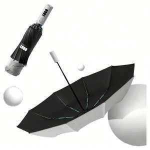 Full-automatic Open Handle LED 3 Fold Umbrella Reverse UV Sun Rain Flashlight <b>Parasol</b> Reflective Stripe <b>Light</b> Umbrellas - Product Image 6