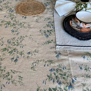 Nappe en lin lavé à motif floral champêtre français, style <span class=keywords><strong>shabby</strong></span> <span class=keywords><strong>chic</strong></span> vintage, motif ferme, lin naturel - Product Image 1