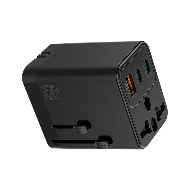 Latest Products 2026 Universal Plug Travel Adapter 65W GaN Charger Multi Port PD Type C Fast Power Supply