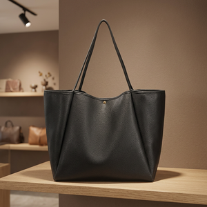 Nouveauté : Sac à main décontracté en cuir véritable BS INTERNATIONAL avec fermeture éclair, noir, pour filles, style occidental, tendance, idéal pour les soirées - Product Image 1