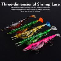 Nouvelles leurres de pêche souples multi-articulées en forme de crevettes segmentées multicolores de 10,3 cm et 11,2 g avec hameçon triple renforcé et feuille de paillettes