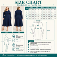 Robe midi évasée en viscose tricotée opaque 300 GSM, grande taille, col chemise, manches longues, pour l'été et les vacances, personnalisable avec logo OEM