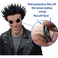 Masque de cosplay en latex amusant de monstre avec cheveux noirs pointus, grand sourire et lunettes de soleil, réutilisable et écologique pour fête d'Halloween