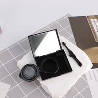 Vide fard à paupières Palette Rectangle noir cosmétique fard à joues boîte d'emballage en plastique pressé Compact poudre étui avec brosse miroir