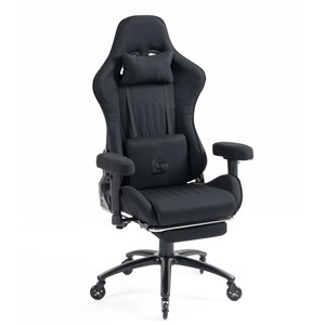 Silla <span class=keywords><strong>de</strong></span> Oficina Ergonómica <span class=keywords><strong>para</strong></span> <span class=keywords><strong>Adultos</strong></span> <span class=keywords><strong>de</strong></span> 400 Libras, Respaldo Alto, con Reposapiés y Reposabrazos 2D, Silla <span class=keywords><strong>de</strong></span> Videojuegos Negra con Soporte Lumbar - Product Image 3
