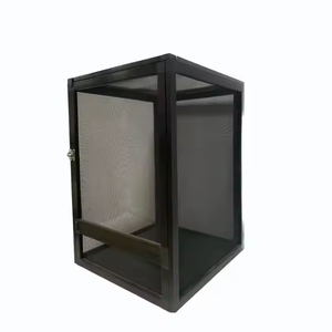 Lüks üçgen desen demir köpek kafesi alüminyum dayanıklı Metal plastik tepsi cam kuşlar Rainforest sürüngenler düğme kapatma kutusu - Product Image 3