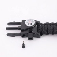Kit d'équipement de survie avec SOS étanche lumière LED couteau d'urgence sifflet boussole allume-feu réglable Paracord Bracelet