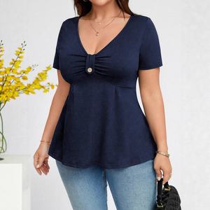 Camiseta <span class=keywords><strong>de</strong></span> Mujer Casual para Primavera/Verano, Elegante, con Decoración <span class=keywords><strong>de</strong></span> Lazo, Cuello en V Profundo - Product Image 4