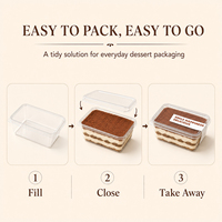 Boîte d'emballage transparente jetable pour dessert au tiramisu, mousse en couches, lait de soja, 280 ml