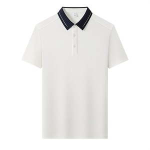 Men's Polyester Polo Shirt Short Sleeve Two Tone Collar Summer Wear Cloud Blue Navy White Black - Product Image 2