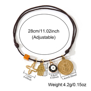 Pulseira de Moda Feminina Ximang com Cruz de Moeda de Ouro Feita à Mão, Ajustável, 2026, Joia Protetora - Product Image 4