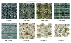 Foshan Hot Design Custom Cheap Polished Herringbone Marble Tiles Mosaic Green