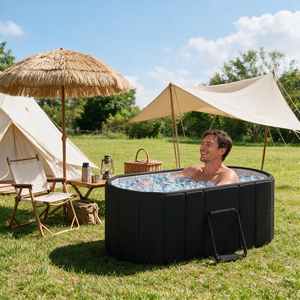 Baignoire de récupération gonflable portable pour athlètes, ovale, pliable, grise, 2-en-1, pour bain froid et sauna, kit de soin - Product Image 1