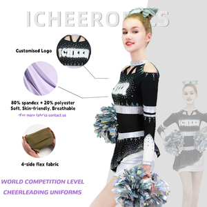 Uniformes de pom-pom girl de grande taille violet/rose pour le jour du match <span class=keywords><strong>Jupe</strong></span> de pom-pom girl Uniformes R Uniformes de pom-pom girl Orange personnalisés et noirs - Product Image 5