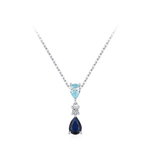 Mermaid Tears S925 Sterling Silver Pear-Shaped Two-Tone Zircon Teardrop Pendant Necklace for Women - Product Image 1