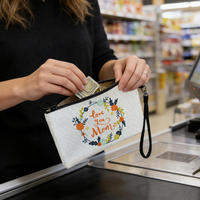 Pochette à monnaie en lin sublimable Topjlh, personnalisable, portable, multifonctionnelle, pour petits accessoires, usage quotidien