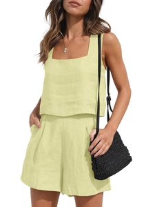 <span class=keywords><strong>Abbigliamento</strong></span> in <span class=keywords><strong>lino</strong></span> da <span class=keywords><strong>donna</strong></span> 2 pezzi pantaloncini sportivi Casual in <span class=keywords><strong>lino</strong></span> Top 2023 moda <span class=keywords><strong>abbigliamento</strong></span> estivo Set vacanze estive - Product Image 2