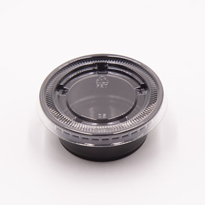 Recipientes Grandes Desechables de Plástico PP PET de Pared Simple para Salsas, Vasos de Degustación con Tapa, Transparentes/Negros, Certificados BRC - Product Image 2