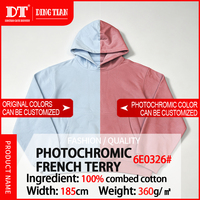 Tissu en molleton photochromique DINGTIAN, 100% coton peigné, 360 GSM, tissu tricoté à changement de couleur réactif à la lumière pour sweats à capuche
