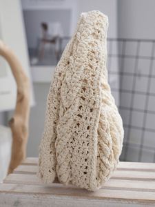 Japanese Style Vintage Women Crochet Chunky Braid Clutch Popular Knitted Twist Pattern Soft Solid Color Durable Underarm Handbag - Product Image 3