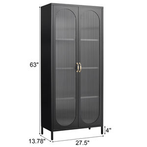 Rangements en acier Placard Buffets 2 portes battantes en verre Style américain Jouets Présentoir à vin <span class=keywords><strong>Cuisine</strong></span> Armoire sur pied Casier - Product Image 3