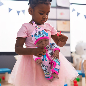Real Life 10-Inch African Black Reborn Baby Doll Vinilo suave con dos juegos de ropa Juguete de peluche para niños - Product Image 4