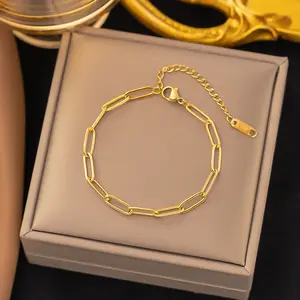 Gold Plated Long O Chain Bracelet For Women Stainless Steel Cross Chain Fashion Hand Jewelry Wholesale Jewelry Sourcing Agent