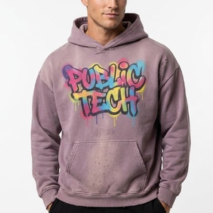 Sudadera con Capucha para Hombre, Estilo Retro, con Estampado de Grafiti, Lavado Monkey, Oversize, Personalizada con Serigrafía OEM/ODM - Product Image 3