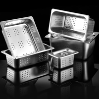 Bac Gastronorme 2/1 en Acier Inoxydable 201 Perforé de Qualité Alimentaire Anti-Emmêlement, Écologique, Grande Capacité pour Buffet